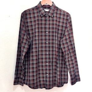 CALVIN KLEIN Mens Shirt Medium Long Sleeve Plaid Gingham